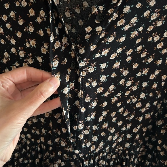 Natural Life Rebecca Boho black Floral Tiered shirt Midi maxi Dress L​ - Picture 6 of 14